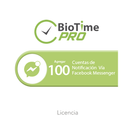 Software de Gestión Centralizada de Asistencia BIOTIMEPRO Licencia para agregar 100 cuentas de notificación vía Facebook Messenger