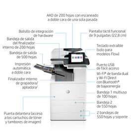 HP LaserJet Enterprise Flow MFP M776zs - Impresora multifunción - color - laser - 297 x 864 mm (original) - A3/Ledger (material) - hasta 45 ppm (copiando) - hasta 45 ppm (impresión) - 1750 hojas - 33.6 Kbps - USB 2.0, Gigabit LAN, Wi-Fi(n), host USB 2.0 HP LaserJet Enterprise Flow MFP M776zs - Impresora multifunción - color - laser - 297 x 864 mm (original) - A3/Ledger (material) - hasta 45 ppm (copiando) - hasta 45 ppm (impresión) - 1750 hojas - 33.6 Kbps - USB 2.0, Gigabit LAN, Wi-Fi(n), host USB 2.0