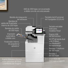 HP LaserJet Enterprise Flow MFP M776zs - Impresora multifunción - color - laser - 297 x 864 mm (original) - A3/Ledger (material) - hasta 45 ppm (copiando) - hasta 45 ppm (impresión) - 1750 hojas - 33.6 Kbps - USB 2.0, Gigabit LAN, Wi-Fi(n), host USB 2.0 HP LaserJet Enterprise Flow MFP M776zs - Impresora multifunción - color - laser - 297 x 864 mm (original) - A3/Ledger (material) - hasta 45 ppm (copiando) - hasta 45 ppm (impresión) - 1750 hojas - 33.6 Kbps - USB 2.0, Gigabit LAN, Wi-Fi(n), host USB 2.0