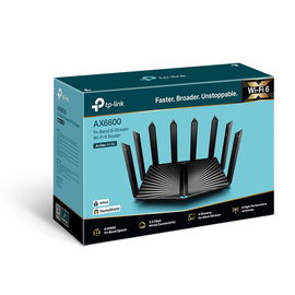 Router WiFi 6 Triple Banda AX6600 MU-MIMO / 1 Puerto WAN/LAN 2.5 Gbps / 1 Puerto WAN/LAN 1Gbps / 3 Puertos LAN 1Gbps / 2 puerto USB 3.0 / OneMesh ™ / Adminitración App (Tether) o Página web / Protección HomeShield Router WiFi 6 Triple Banda AX6600 MU-MIMO / 1 Puerto WAN/LAN 2.5 Gbps / 1 Puerto WAN/LAN 1Gbps / 3 Puertos LAN 1Gbps / 2 puerto USB 3.0 / OneMesh ™ / Adminitración App (Tether) o Página web / Protección HomeShield