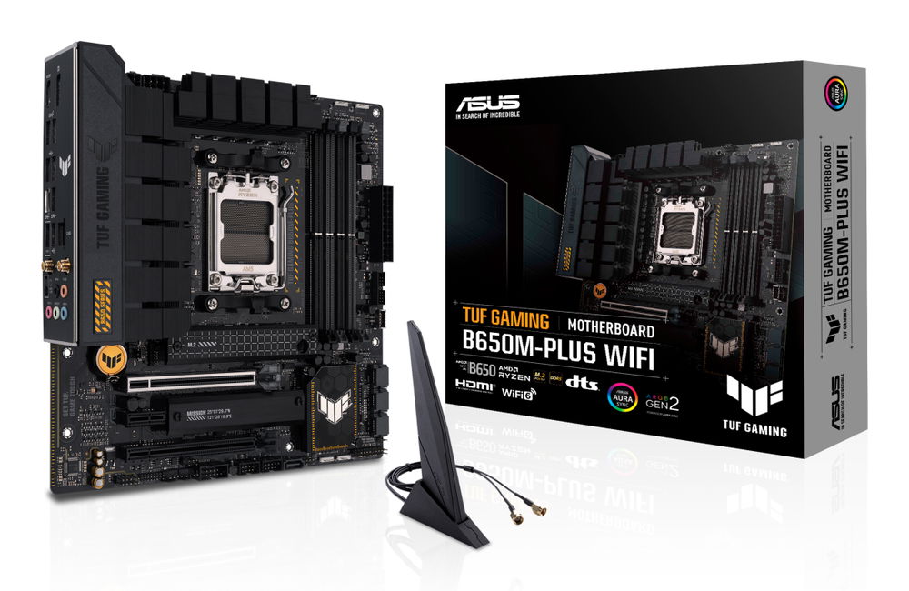 ASUS TUF Gaming B650M-Plus WIFI - Placa base - micro ATX - Socket AM5 - AMD B650 Chipset - USB 3.1 Gen 2, USB 3.2 Gen 2, USB-C 3.2 Gen 2x2, USB-C 3.2 Gen 1 - 2.5 Gigabit LAN, Wi-Fi 6, Bluetooth - Tarjeta gráfica (CPU necesaria) - HD Audio (8-canales)
