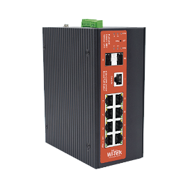 Switch Industrial administrable de 8 puertos Gigabit Ethernet con PoE 802.3af/at y 24V Pasivo + 2 SFP Gigabit, 240 W