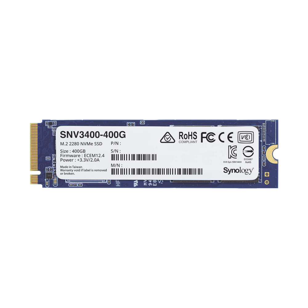 SSD 400GB NVMe M.2 2280, diseñada para Synology NAS con ranuras M.2 integradas