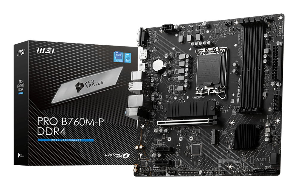 MSI - PRO B760M-P - Motherboard - ATX - LGA1700 Socket - AMD 740G - para Core i5 - AMD Radeon 520 - None MSI - PRO B760M-P - Motherboard - ATX - LGA1700 Socket - AMD 740G - para Core i5 - AMD Radeon 520 - None