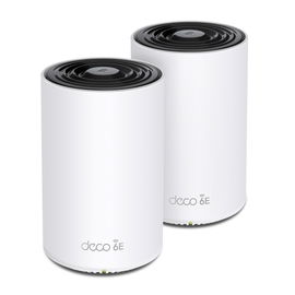 Kit 2 Routers Inalámbricos MESH Interior para Hogar / Doble Banda Wi-Fi 6E AX5400 Mbps / 3 Puerto Gigabit WAN/LAN / 4 Antenas Internas / Administración Mediante la App Deco (iOS, Android) / Protección HomeShield