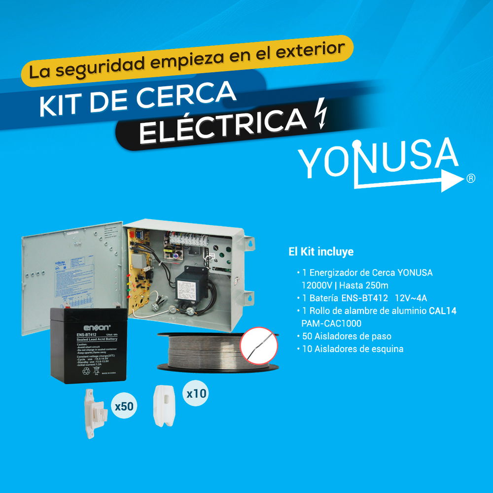 KIT CERCO ELECTRICO BLANCO 1x EY NG 12000/25 + 1x ENS-BT412 + 1x PAM-CAC1000+ 50x ALT-AIS2 AZUL + 10x ALT-AIS3 ROSA KIT CERCO ELECTRICO BLANCO 1x EY NG 12000/25 + 1x ENS-BT412 + 1x PAM-CAC1000+ 50x ALT-AIS2 AZUL + 10x ALT-AIS3 ROSA