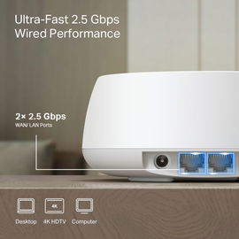 Router Inalámbrico MESH Interior para Hogar / Doble Banda Wi-Fi 7 BE3600 Mbps / 2 Puerto 2.5 Gigabit WAN/LAN / 4 Antenas Internas / Operación Multi-Link MLO / Administración Mediante la App Deco (iOS, Android) / HomeShield Router Inalámbrico MESH Interior para Hogar / Doble Banda Wi-Fi 7 BE3600 Mbps / 2 Puerto 2.5 Gigabit WAN/LAN / 4 Antenas Internas / Operación Multi-Link MLO / Administración Mediante la App Deco (iOS, Android) / HomeShield