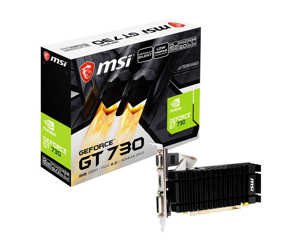 MSI N730K-2GD3H/LPV1 - Tarjeta gráfica - GF GT 730 - 2 GB DDR3 - PCIe 2.0 x16 perfil bajo - DVI, D-Sub, HDMI - sin ventilador