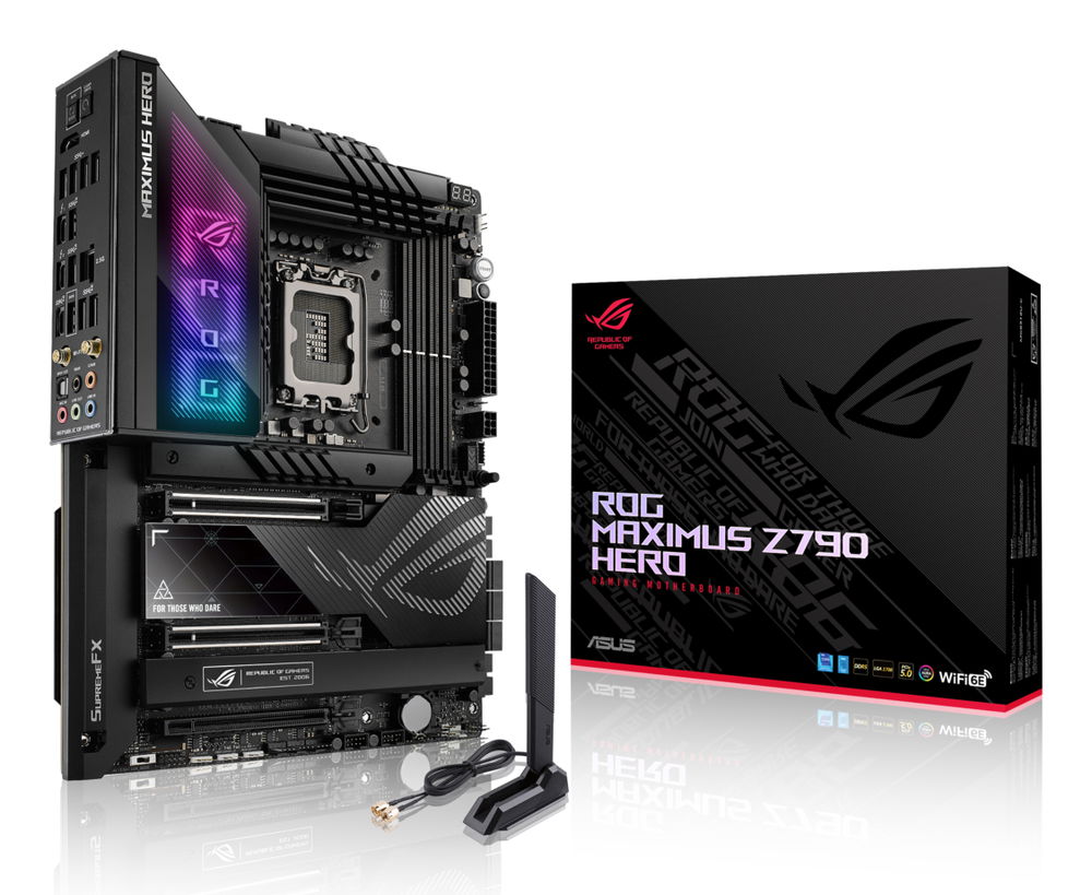 ASUS ROG Maximus Z790 Hero - Placa base - ATX - Socket LGA1700 - Z790 Chipset - USB-C 3.2 Gen 2x2, USB-C 3.2 Gen 1, USB 3.2 Gen 1, USB 3.2 Gen 2, USB4 - 2.5 Gigabit LAN, Wi-Fi 6, Bluetooth - Tarjeta gráfica (CPU necesaria) - HD Audio (8-canales) ASUS ROG Maximus Z790 Hero - Placa base - ATX - Socket LGA1700 - Z790 Chipset - USB-C 3.2 Gen 2x2, USB-C 3.2 Gen 1, USB 3.2 Gen 1, USB 3.2 Gen 2, USB4 - 2.5 Gigabit LAN, Wi-Fi 6, Bluetooth - Tarjeta gráfica (CPU necesaria) - HD Audio (8-canales)