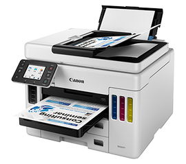 Canon MAXIFY GX7010 - Impresora multifunción - color - chorro de tinta - rellenable - A4 (210 x 297 mm), Legal (216 x 356 mm) (original) - A4/Legal (material) - hasta 45 ppm (impresión) - hasta 24 ipm (impresión) - 600 hojas - USB 2.0, LAN, Wi-Fi(n),