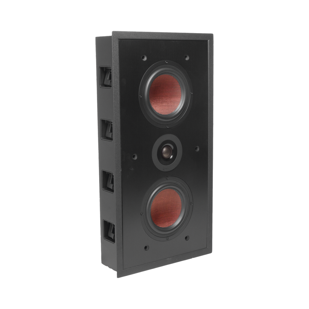 B23 Series in-wall LCR, 6 1/2in carbon fiber woofers, 1in titanium tweeter, 5-220 watts, black.