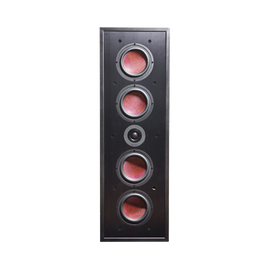 B23 Series, in-wall LCR, 4 6.5in carbon fiber woofers, 1in titanium tweeter, 5-350 watts, black.