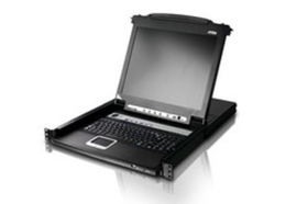 Consola LCD single rail con switch KVM integrado | VGA PS/2-USB de 8 puertos | Conexión Daisy Chain | Módulo LCD 19