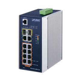 Switch industrial Administrable L2 de 8 puertos Gigabit c/PoE 802.3at + 2 puertos Gigabit + 2 puertos SFP (240W)