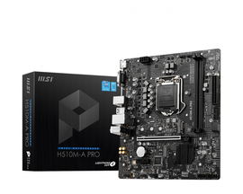 MSI H510M-A PRO - Placa base - micro ATX - Socket LGA1200 - H510 Chipset - USB 3.2 Gen 1 - Gigabit LAN - Tarjeta gráfica (CPU necesaria) - HD Audio (8-canales) MSI H510M-A PRO - Placa base - micro ATX - Socket LGA1200 - H510 Chipset - USB 3.2 Gen 1 - Gigabit LAN - Tarjeta gráfica (CPU necesaria) - HD Audio (8-canales)