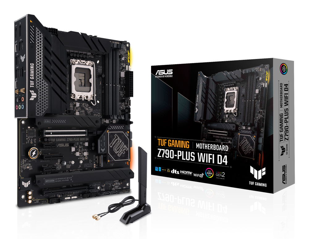 ASUS TUF Gaming Z790-Plus WiFi D4 - Placa base - ATX - Socket LGA1700 - Z790 Chipset - USB 3.2 Gen 1, USB 3.2 Gen 2, USB-C 3.2 Gen2, USB-C 3.2 Gen 2x2 - 2.5 Gigabit LAN, Wi-Fi 6, Bluetooth - Tarjeta gráfica (CPU necesaria) - HD Audio (8-canales)