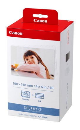 Canon KP-108IN - Color (cian, magenta, amarillo) - original - kit de casete con cinta de impresión y papel - para Canon SELPHY CP1000, CP1200, CP1300, CP530, CP780, CP790, CP800, CP820, CP900, CP910