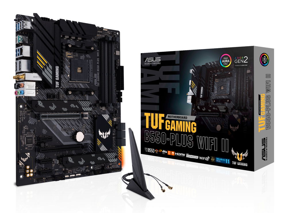 ASUS TUF GAMING B550-PLUS WIFI II - Placa base - ATX - Socket AM4 - AMD B550 Chipset - USB-C Gen2, USB 3.2 Gen 1, USB 3.2 Gen 2 - 2.5 Gigabit LAN, Wi-Fi 6, Bluetooth - Tarjeta gráfica (CPU necesaria) - HD Audio (8-canales) ASUS TUF GAMING B550-PLUS WIFI II - Placa base - ATX - Socket AM4 - AMD B550 Chipset - USB-C Gen2, USB 3.2 Gen 1, USB 3.2 Gen 2 - 2.5 Gigabit LAN, Wi-Fi 6, Bluetooth - Tarjeta gráfica (CPU necesaria) - HD Audio (8-canales)