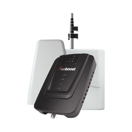 Kit de Amplificador de Señal Celular para Vehículo Recreacional u Oficina Móvil | 4G LTE 3G y 2G | 65 dB de Ganancia | Incluye Mástil Telescópico para Antena Exterior