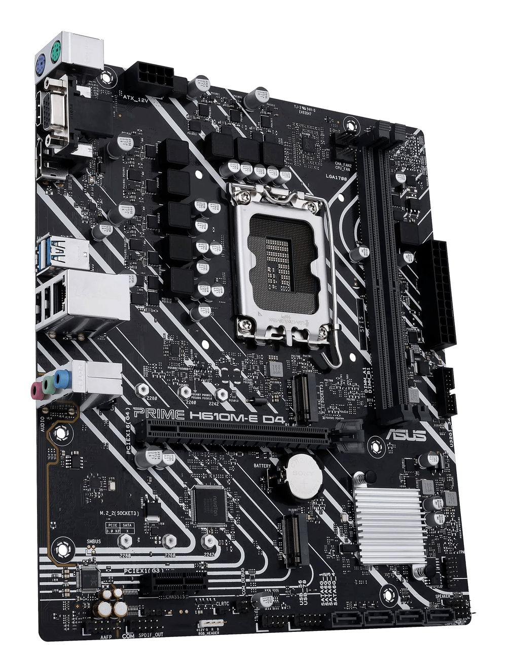 ASUS PRIME H610M-E D4-CSM - Placa base - micro ATX - Socket LGA1700 - H610 Chipset - USB 3.2 Gen 1 - Gigabit LAN - Tarjeta gráfica (CPU necesaria) - HD Audio (8-canales) ASUS PRIME H610M-E D4-CSM - Placa base - micro ATX - Socket LGA1700 - H610 Chipset - USB 3.2 Gen 1 - Gigabit LAN - Tarjeta gráfica (CPU necesaria) - HD Audio (8-canales)