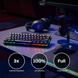 HyperX Alloy Origins 60 - Teclado - retroiluminación - USB-C - QWERTY - EE. UU. - interruptor: HyperX Red - negro
