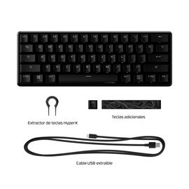HyperX Alloy Origins 60 - Teclado - retroiluminación - USB-C - QWERTY - EE. UU. - interruptor: HyperX Red - negro