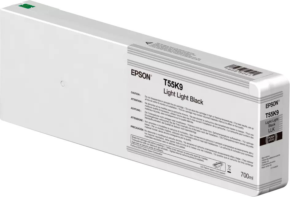Epson T55K9 - 700 ml - negro claro claro - original - cartucho de tinta - para SureColor SC-P6000, SC-P7000, SC-P7000V, SC-P8000, SC-P9000, SC-P9000V Epson T55K9 - 700 ml - negro claro claro - original - cartucho de tinta - para SureColor SC-P6000, SC-P7000, SC-P7000V, SC-P8000, SC-P9000, SC-P9000V
