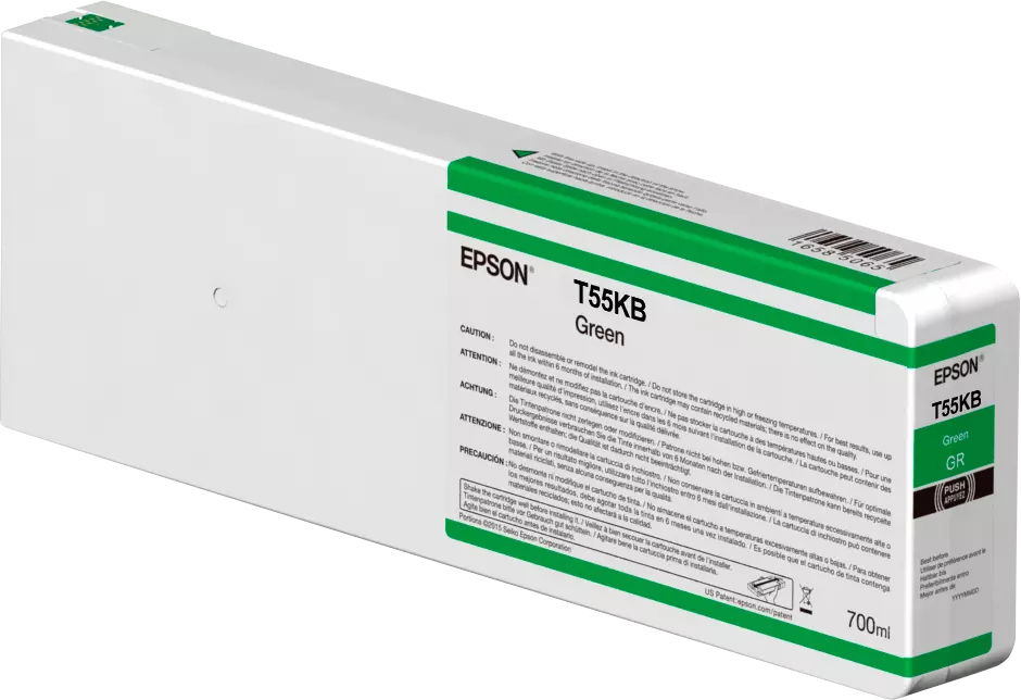 Epson T55KB - 700 ml - verde - original - cartucho de tinta - para SureColor SC-P6000, SC-P7000, SC-P7000V, SC-P8000, SC-P9000, SC-P9000V Epson T55KB - 700 ml - verde - original - cartucho de tinta - para SureColor SC-P6000, SC-P7000, SC-P7000V, SC-P8000, SC-P9000, SC-P9000V