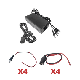 Kit con fuente EPCOM con salida de 12 Vcd a 5 Amper con 4 salidas / Incluye conectores