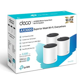 Kit 3 Routers Inalámbricos MESH Interior para Hogar / Doble Banda Wi-Fi 6 AX3000 Mbps / 3 Puerto Gigabit WAN/LAN / 2 Antenas Internas / Administración Mediante la App Deco (iOS, Android) / Protección HomeShield Kit 3 Routers Inalámbricos MESH Interior para Hogar / Doble Banda Wi-Fi 6 AX3000 Mbps / 3 Puerto Gigabit WAN/LAN / 2 Antenas Internas / Administración Mediante la App Deco (iOS, Android) / Protección HomeShield