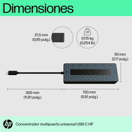 HP Universal USB-C Multiport Hub - Estación de conexión - USB-C - HDMI, DP - Canadá HP Universal USB-C Multiport Hub - Estación de conexión - USB-C - HDMI, DP - Canadá