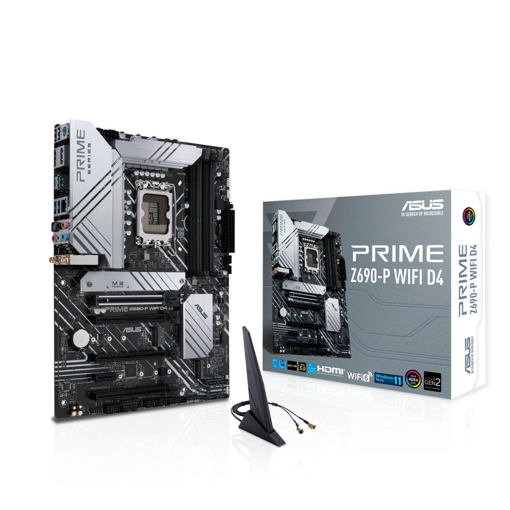 ASUS PRIME Z690-P WIFI D4 - Placa base - ATX - Socket LGA1700 - Z690 Chipset - USB 3.2 Gen 1, USB-C Gen 2x2, USB 3.2 Gen 2, USB-C Gen1 - 2.5 Gigabit LAN, Wi-Fi 6, Bluetooth - Tarjeta gráfica (CPU necesaria) - HD Audio (8-canales) ASUS PRIME Z690-P WIFI D4 - Placa base - ATX - Socket LGA1700 - Z690 Chipset - USB 3.2 Gen 1, USB-C Gen 2x2, USB 3.2 Gen 2, USB-C Gen1 - 2.5 Gigabit LAN, Wi-Fi 6, Bluetooth - Tarjeta gráfica (CPU necesaria) - HD Audio (8-canales)