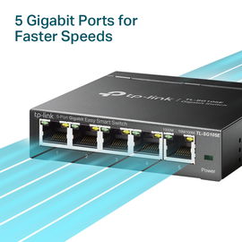 Switch Escritorio Easy Smart de 5 puertos 10/100/1000 Mbps / IGMP para Vigilancia / Calidad en el Servicio (QoS) / Gestión GUI