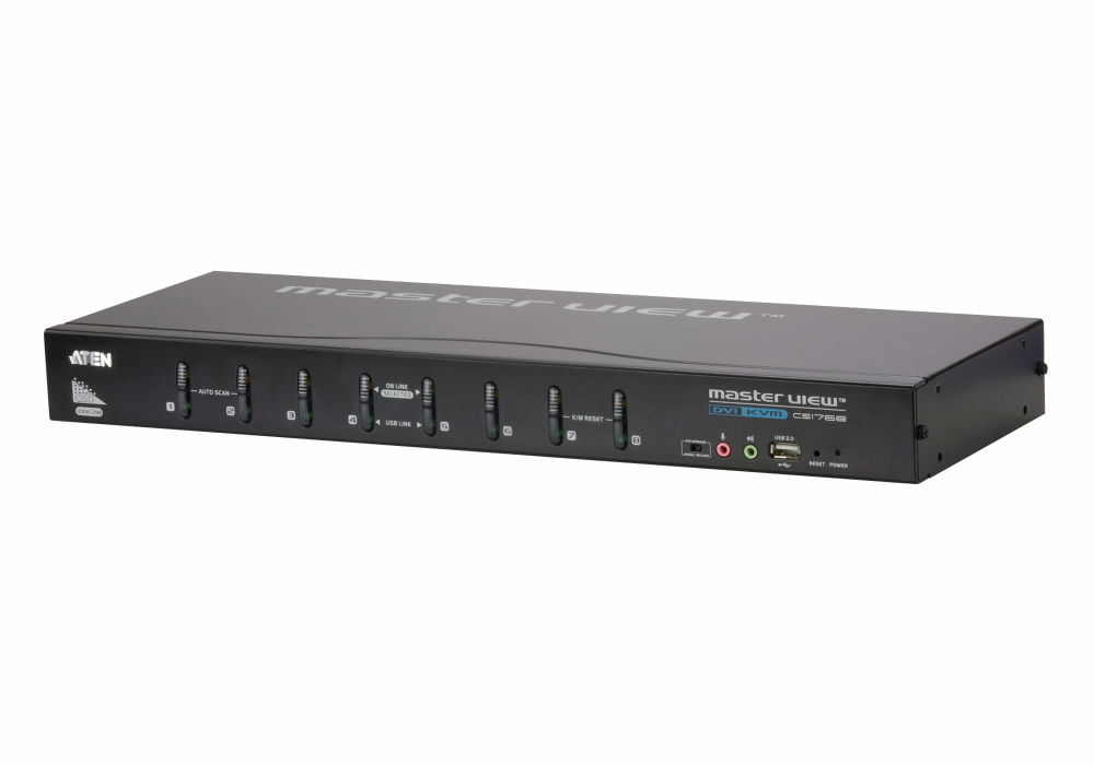 Switch KVM | 8 Puertos | DVI/VGA | Conexión en Cascada | Control de hasta 512 computadoras | USB 2.0 | Soporte Modo Difusión | Función Multipantalla