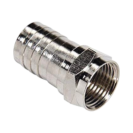 Conector F Macho de Anillo Plegable, Doble Blindaje para cable RG-6, Cuerpo de Bronce Niquelado.