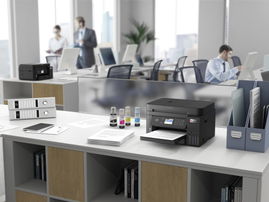 Epson EcoTank L6270 - Impresora multifunción - color - chorro de tinta - rellenable - 216 x 297 mm (original) - 215.9 x 1200 mm (material) - hasta 11 ppm (copiando) - hasta 15.5 ppm (impresión) - 250 hojas - USB 2.0, LAN, Wi-Fi(n)