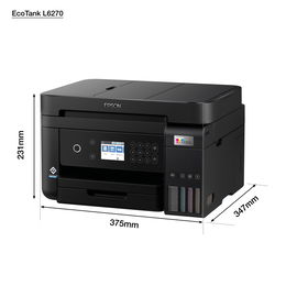 Epson EcoTank L6270 - Impresora multifunción - color - chorro de tinta - rellenable - 216 x 297 mm (original) - 215.9 x 1200 mm (material) - hasta 11 ppm (copiando) - hasta 15.5 ppm (impresión) - 250 hojas - USB 2.0, LAN, Wi-Fi(n)