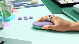 Logitech POP - Ratón - compacto - óptico - 4 botones - inalámbrico - Bluetooth 5.1 - morado
