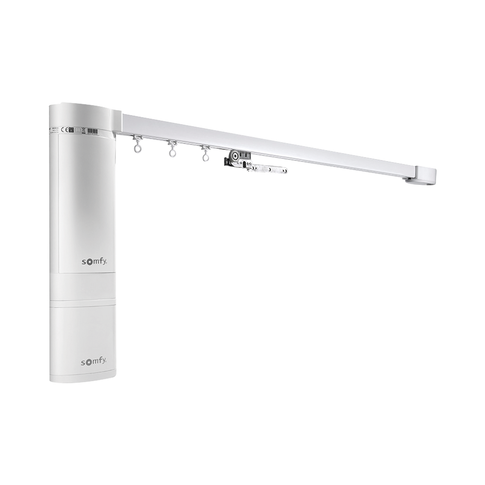 Kit para cortinas, abre del centro a los lados, con motor inteligente y tecnología Somfy, 4.8 mts máximo de riel.