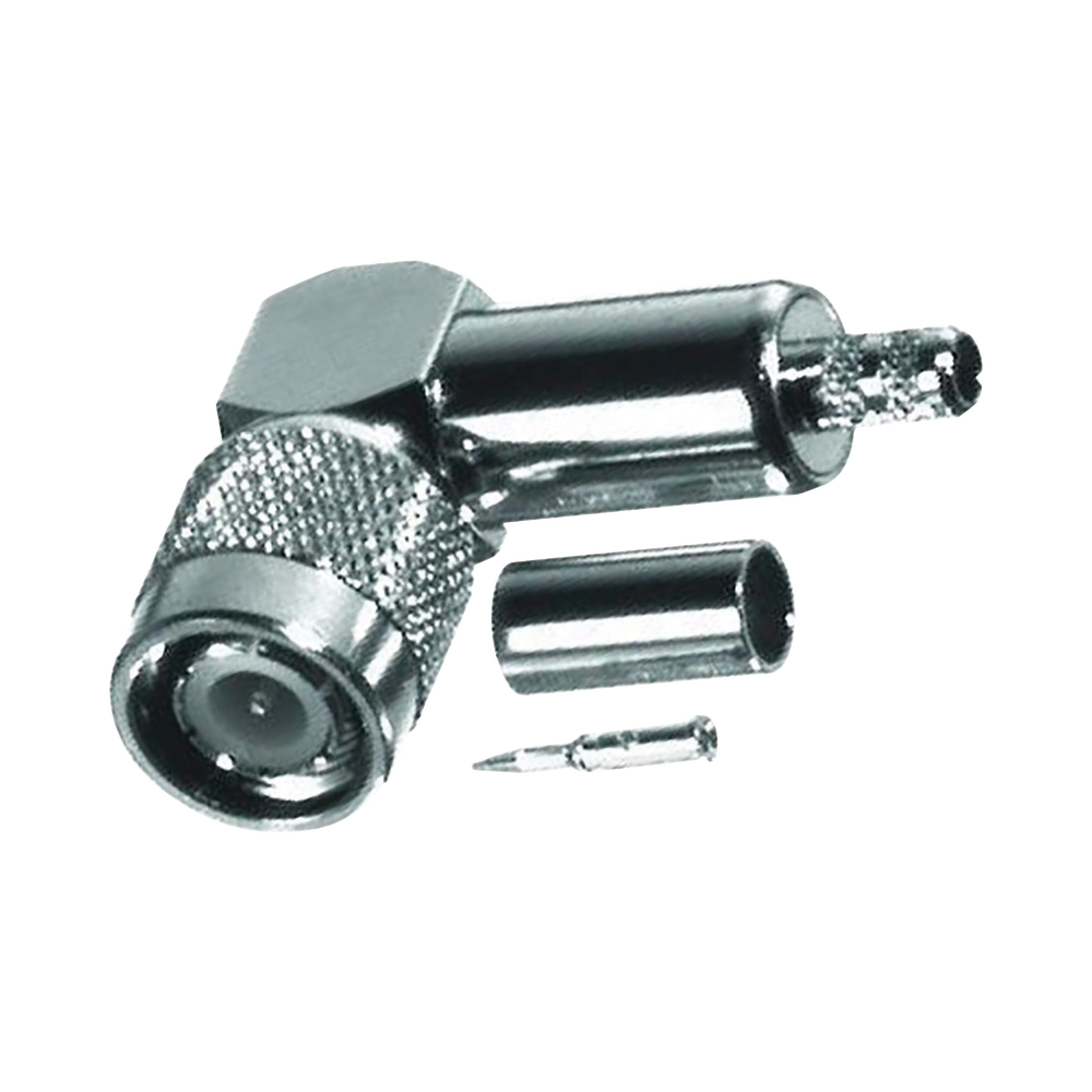 Conector TNC Macho en Ángulo Recto para Cable RG-58/U, Niquel /Oro /Teflón.​