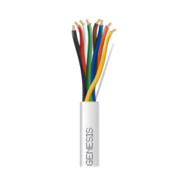 Bobina de 305 metros de cable, 22 AWG, 4 pares, de color blanco para aplicaciones de alarmas de intrusión y automatización.