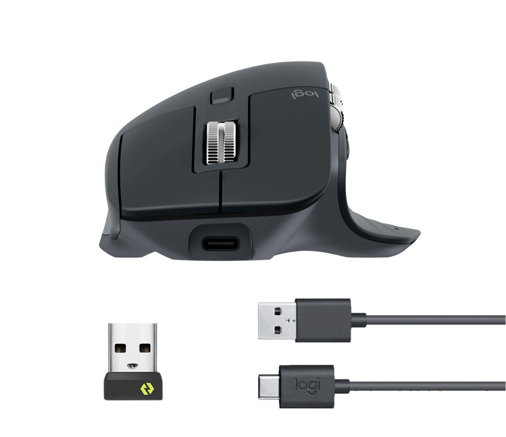 Logitech Master Series MX Master 3S - Ratón - ergonómico - óptico - 7 botones - inalámbrico - Bluetooth, 2.4 GHz - receptor de USB Logitech Logi Bolt - grafito