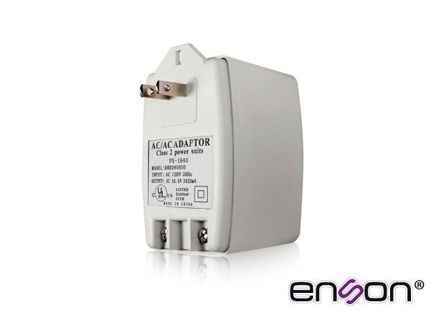 TRANSFORMADOR PARA SISTEMAS DE ALARMA ENSON RT1640L 16.5VAC COMPATIBLES CON PANELES RESIDEO VISTA 21IP Y VISTA 48LA
