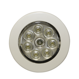 Mini luz de cortesía circular con bisel blanco de 2.8 pulgadas, 50 lumenes