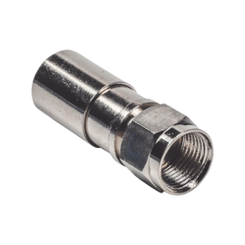 Conector F Macho de Compresión, Metálico para cable RG-6, Cuerpo de Bronce Niquelado.