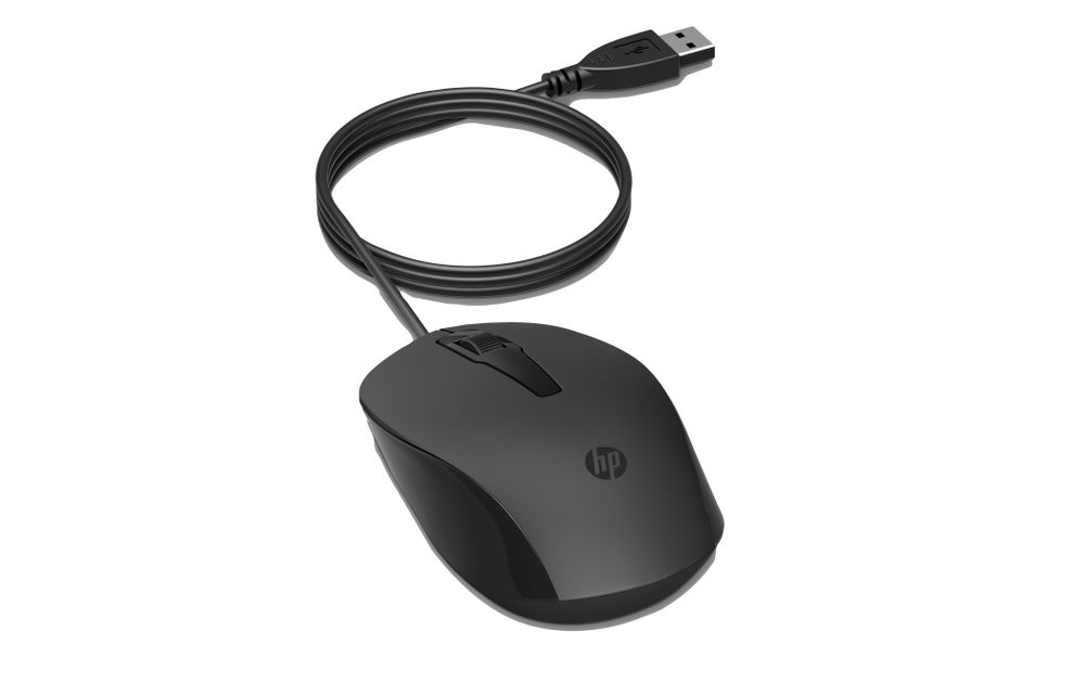 HP 150 - Ratón - diestro y zurdo - óptico - cableado - USB - negro - para HP 21, 22, 24, 27; Laptop 14, 15, 17; Pavilion 24, 27, 32, TP01; Pavilion Laptop 14, 15