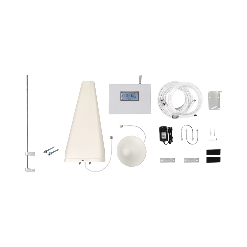 Kit de Amplificador de Señal Celular 4G LTE con Mástil Liviano de Pared | Funciona con Todos los Operadores | Soporta Múltiples Dispositivos y Tecnologías | Hasta 500 metros cuadrados de Cobertura