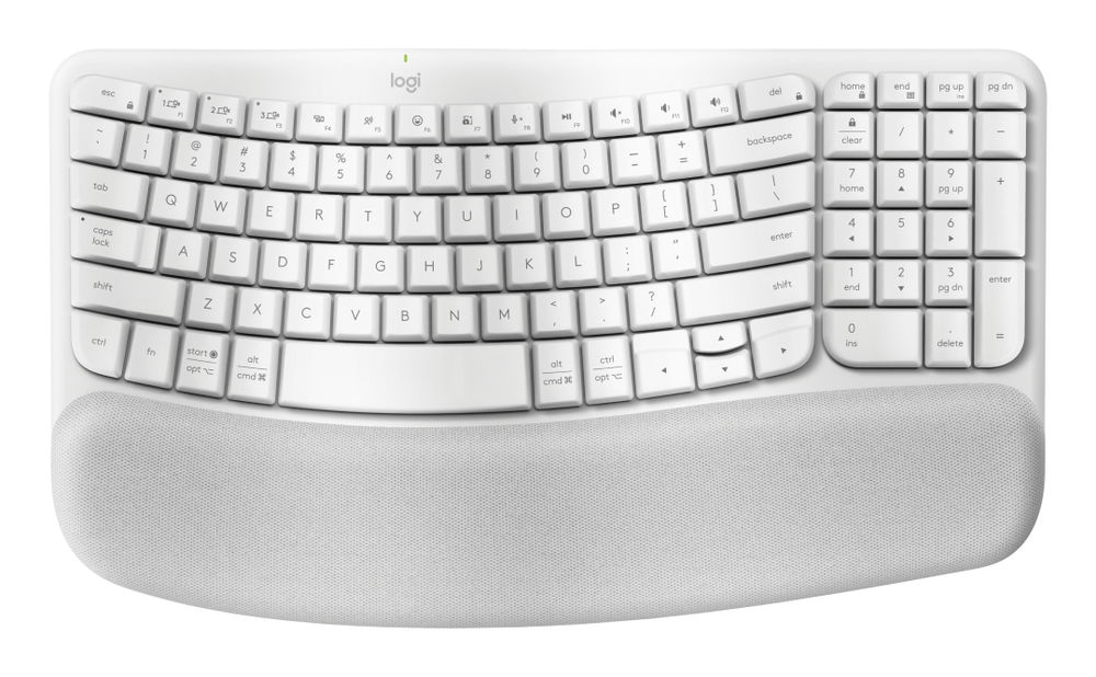 Logitech Ergo Series Wave Keys Wireless Ergonomic Keyboard with Cushioned Palm Rest, Off-white - Teclado - con reposamanos acolchado - inalámbrico - Bluetooth LE - blanco hueso