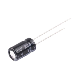 Capacitor Electrolítico de Aluminio, 220 µFd, 16 Vcd,  6.3 x 11 mm, 105 °C.