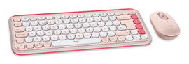 Teclado y Mouse Logitech Pop Icon Combo: Rosado y blanco crudo Español (Qwerty)